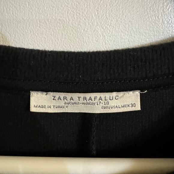 Zara Floral Embroidered Tulle Trim Black Sheath Dress Size Large Fairy Grunge - Picture 6 of 6